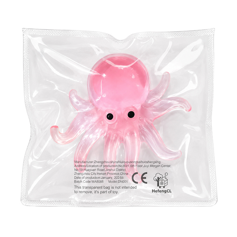 Hefengcl.Novelty Bright Transparent Octopus Squishy Toy